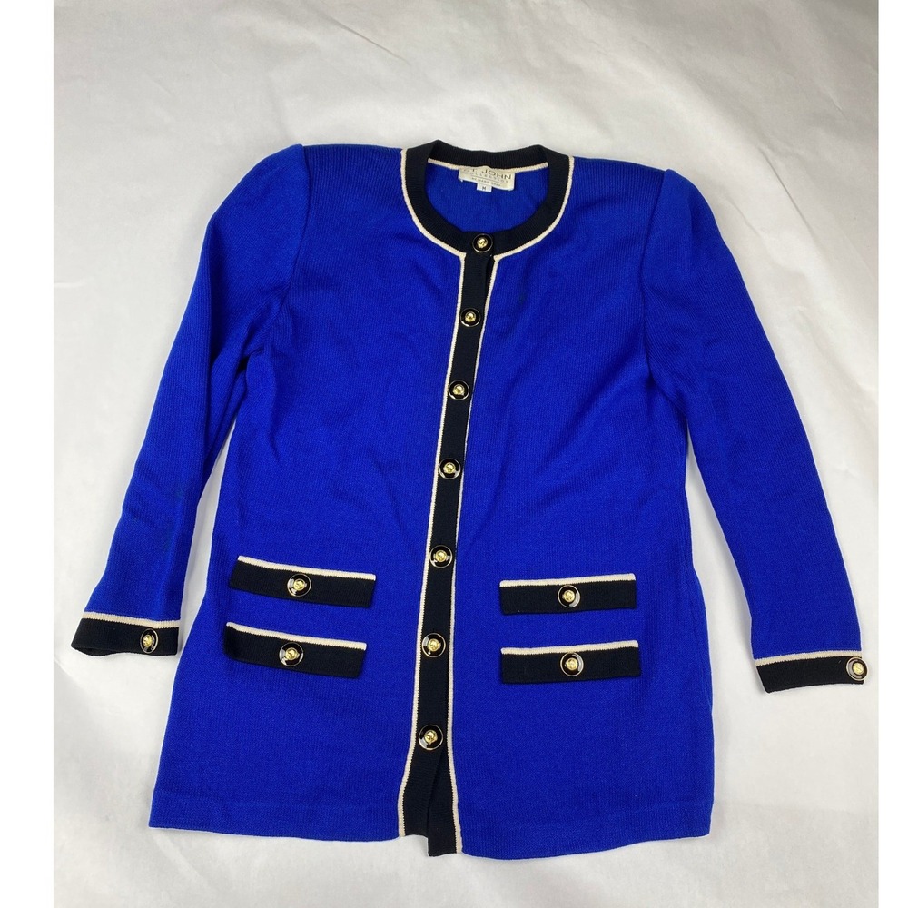 St. John Collection Cardigan Sweater Topper Women's Size M Blue - Flaw